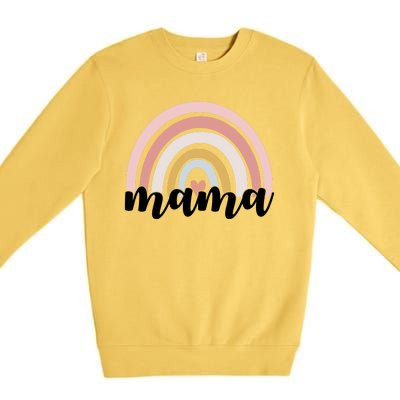 Retro Mama Pink Rainbow Cute Mothers Day Premium Crewneck Sweatshirt