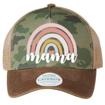 Retro Mama Pink Rainbow Cute Mothers Day Legacy Tie Dye Trucker Hat
