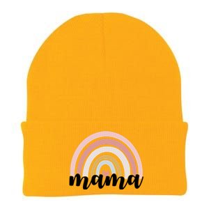 Retro Mama Pink Rainbow Cute Mothers Day Knit Cap Winter Beanie