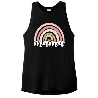 Retro Mama Pink Rainbow Cute Mothers Day Ladies PosiCharge Tri-Blend Wicking Tank