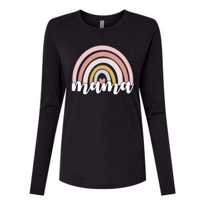 Retro Mama Pink Rainbow Cute Mothers Day Womens Cotton Relaxed Long Sleeve T-Shirt