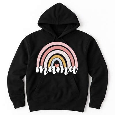 Retro Mama Pink Rainbow Cute Mothers Day Hoodie