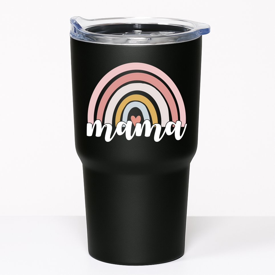 Retro Mama Pink Rainbow Cute Mothers Day Tumbler