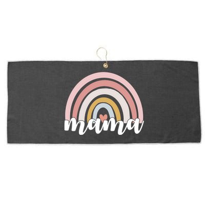 Retro Mama Pink Rainbow Cute Mothers Day Large Microfiber Waffle Golf Towel