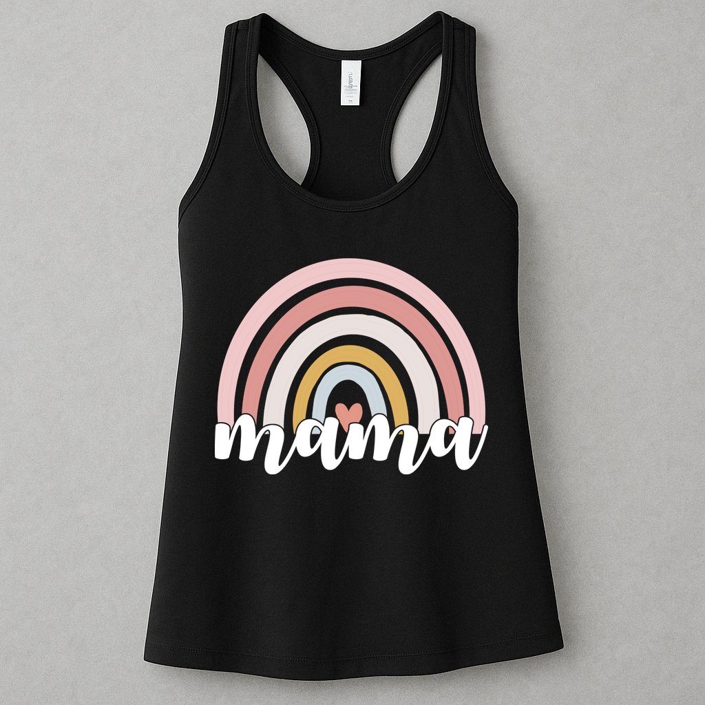 Retro Mama Pink Rainbow Cute Mothers Day Womens Tank Top