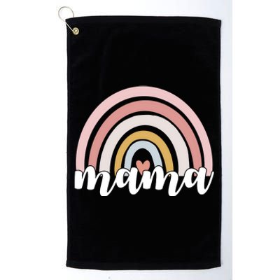 Retro Mama Pink Rainbow Cute Mothers Day Platinum Collection Golf Towel