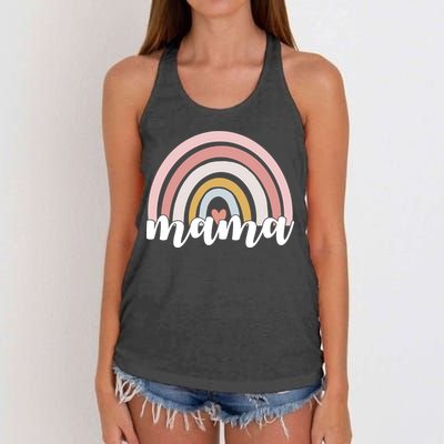 Retro Mama Pink Rainbow Cute Mothers Day Women's Knotted Racerback Tank