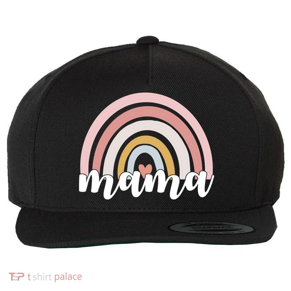 Retro Mama Pink Rainbow Cute Mothers Day Wool Snapback Cap