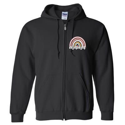Retro Mama Pink Rainbow Cute Mothers Day Full Zip Hoodie