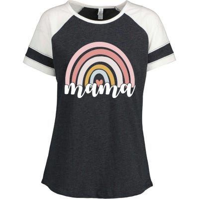 Retro Mama Pink Rainbow Cute Mothers Day Enza Ladies Jersey Colorblock Tee