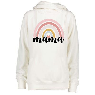 Retro Mama Pink Rainbow Cute Mothers Day Womens Funnel Neck Pullover Hood