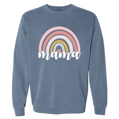 Retro Mama Pink Rainbow Cute Mothers Day Garment-Dyed Sweatshirt