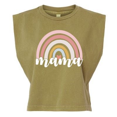 Retro Mama Pink Rainbow Cute Mothers Day Garment-Dyed Women's Muscle Tee