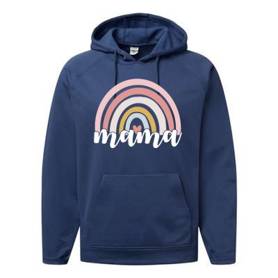 Retro Mama Pink Rainbow Cute Mothers Day Performance Fleece Hoodie