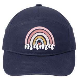 Retro Mama Pink Rainbow Cute Mothers Day 7-Panel Snapback Hat