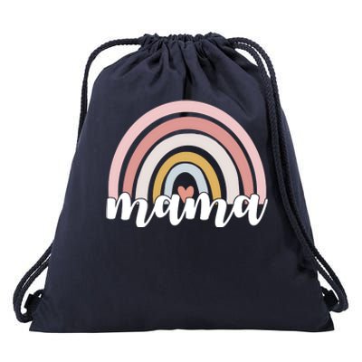 Retro Mama Pink Rainbow Cute Mothers Day Drawstring Bag