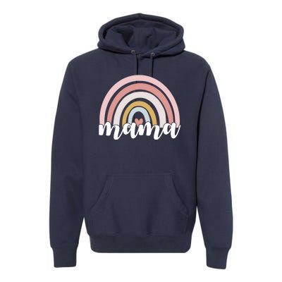 Retro Mama Pink Rainbow Cute Mothers Day Premium Hoodie