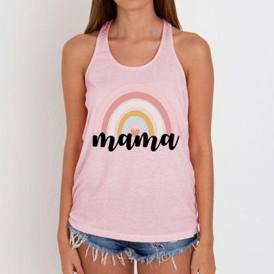 Retro Mama Pink Rainbow Cute Mothers Day Women's Knotted Racerback Tank