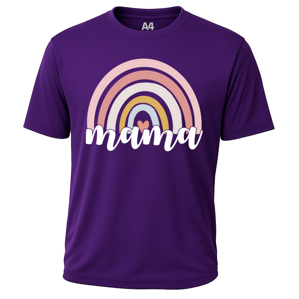 Retro Mama Pink Rainbow Cute Mothers Day Cooling Performance Crew T-Shirt