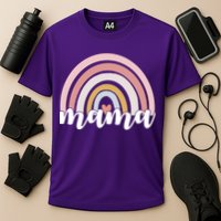 Retro Mama Pink Rainbow Cute Mothers Day Cooling Performance Crew T-Shirt