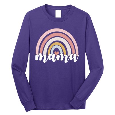 Retro Mama Pink Rainbow Cute Mothers Day Long Sleeve Shirt