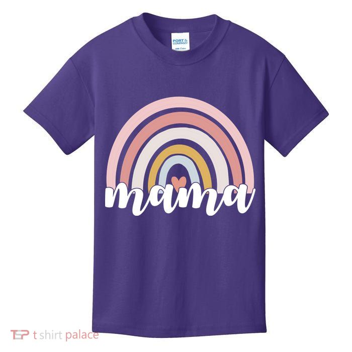 Retro Mama Pink Rainbow Cute Mothers Day Kids T-Shirt
