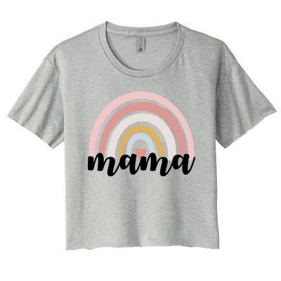 Retro Mama Pink Rainbow Cute Mothers Day Women's Crop Top Tee