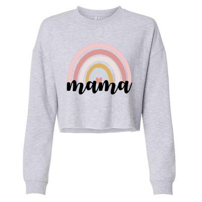 Retro Mama Pink Rainbow Cute Mothers Day Cropped Pullover Crew