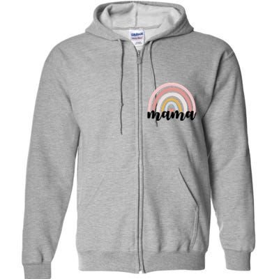 Retro Mama Pink Rainbow Cute Mothers Day Full Zip Hoodie