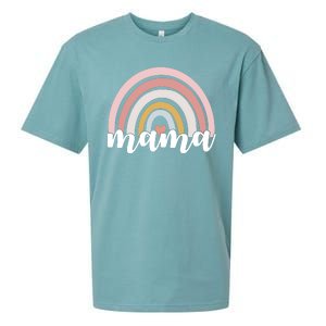 Retro Mama Pink Rainbow Cute Mothers Day Sueded Cloud Jersey T-Shirt