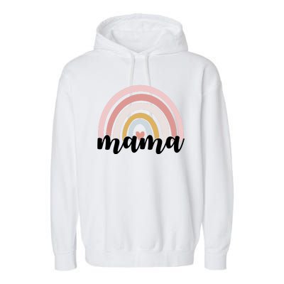 Retro Mama Pink Rainbow Cute Mothers Day Garment-Dyed Fleece Hoodie