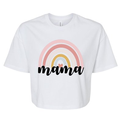 Retro Mama Pink Rainbow Cute Mothers Day Bella+Canvas Jersey Crop Tee