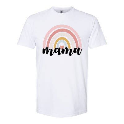 Retro Mama Pink Rainbow Cute Mothers Day Softstyle CVC T-Shirt