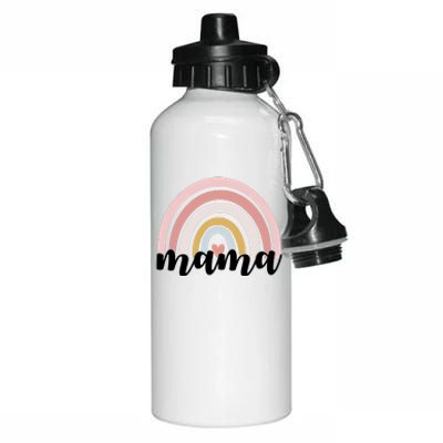 Retro Mama Pink Rainbow Cute Mothers Day Aluminum Water Bottle 