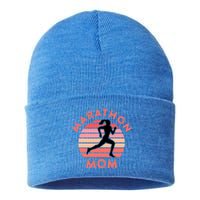 Running Mom Quote Marathon Mom Racing Racer Meme Gift Sustainable Knit Beanie