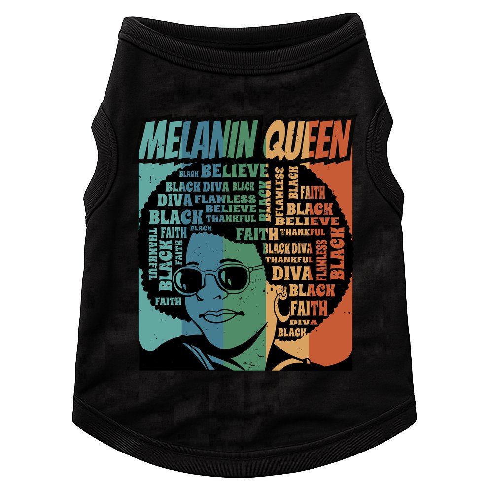 Retro Melanin Queen Quote Doggie Tank