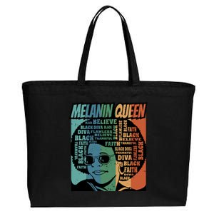 Retro Melanin Queen Quote Cotton Canvas Jumbo Tote