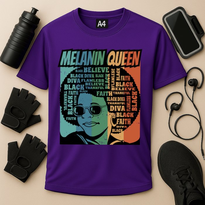 Retro Melanin Queen Quote Cooling Performance Crew T-Shirt