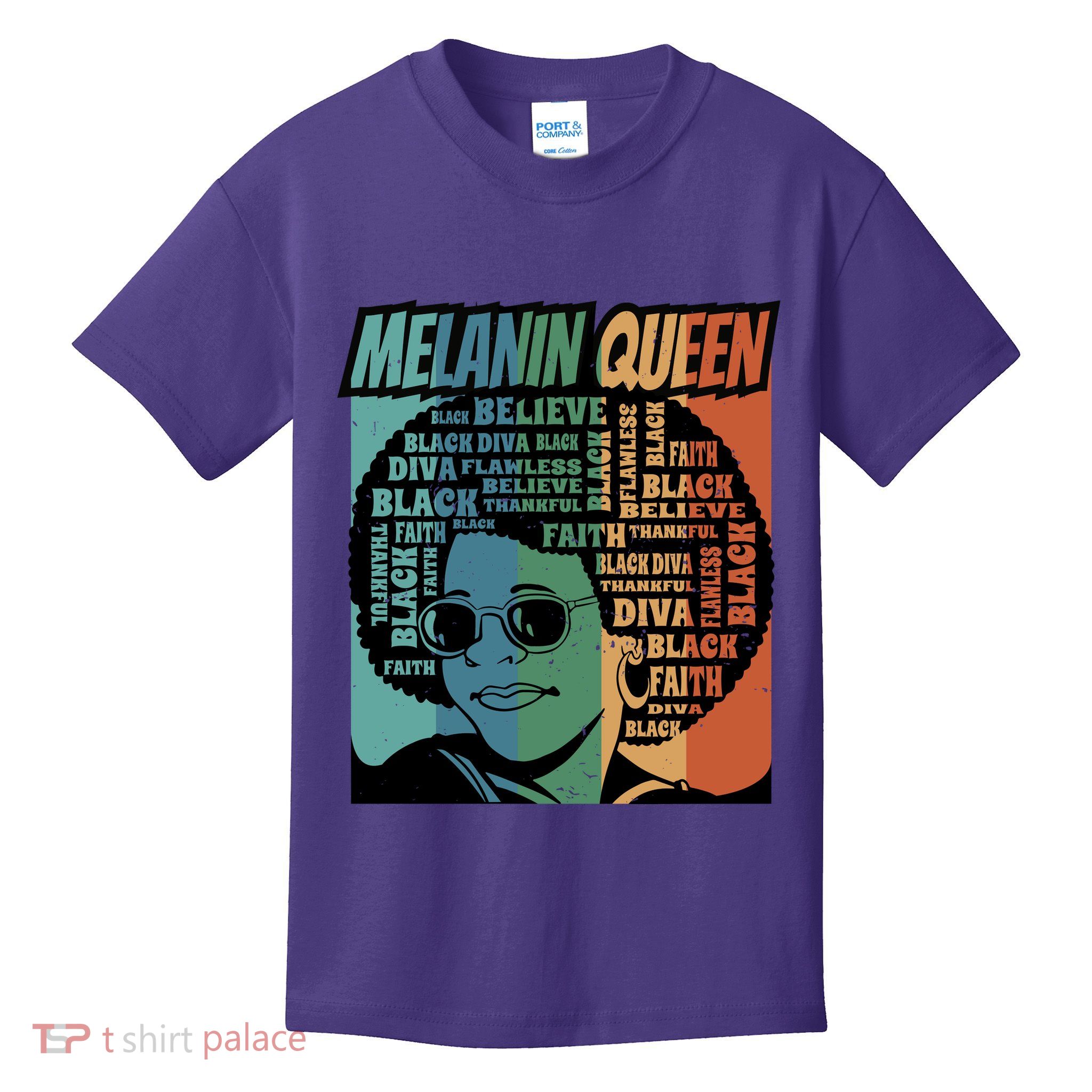 Retro Melanin Queen Quote Kids T-Shirt