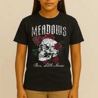 Retro Meadows Run Little Mouse Funny Skeleton Rose Bookish T-Shirt