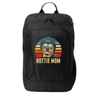 Rottie Mom Rottweiler Dog Vintage Retro Sunset Beach Vibe City Backpack