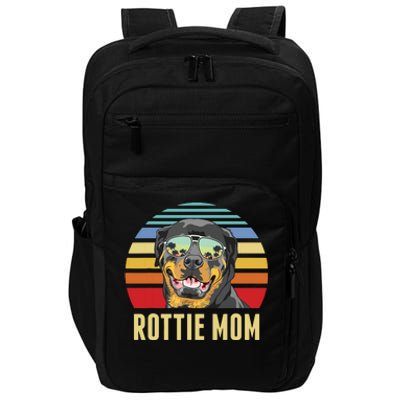 Rottie Mom Rottweiler Dog Vintage Retro Sunset Beach Vibe Impact Tech Backpack