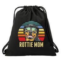 Rottie Mom Rottweiler Dog Vintage Retro Sunset Beach Vibe Drawstring Bag