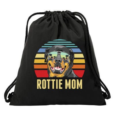 Rottie Mom Rottweiler Dog Vintage Retro Sunset Beach Vibe Drawstring Bag