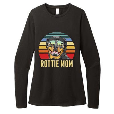 Rottie Mom Rottweiler Dog Vintage Retro Sunset Beach Vibe Womens CVC Long Sleeve Shirt