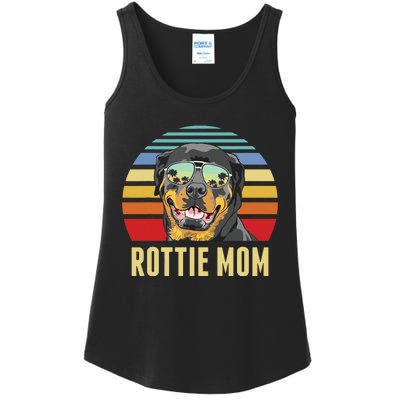 Rottie Mom Rottweiler Dog Vintage Retro Sunset Beach Vibe Ladies Essential Tank