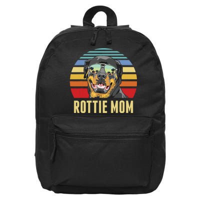 Rottie Mom Rottweiler Dog Vintage Retro Sunset Beach Vibe 16 in Basic Backpack