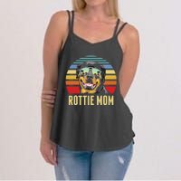 Rottie Mom Rottweiler Dog Vintage Retro Sunset Beach Vibe Women's Strappy Tank