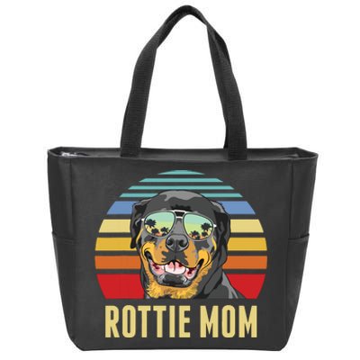 Rottie Mom Rottweiler Dog Vintage Retro Sunset Beach Vibe Zip Tote Bag