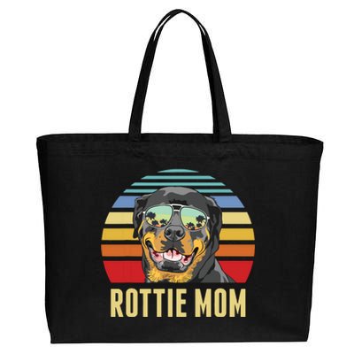 Rottie Mom Rottweiler Dog Vintage Retro Sunset Beach Vibe Cotton Canvas Jumbo Tote